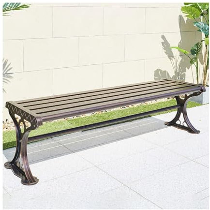Parkbank Outdoor Einfache Bank, Rückenlehnenlose Parkbank, Stabiler Metallrahmen Und Sitz, Moderner Loungesessel Für Den Garten, Die Terrasse, Die Gartenmöbel,1,1