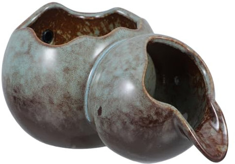 UPKOCH Keramik Brunnen Speier Zirkulationsauslass FüR Fischbecken Mini Bachlauf Mit U-FöRmigem Auslass Wasserbrunnen Dekoration FüR Innen Und AußEn Garten