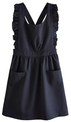 NEXT Mädchen Standard Schulkleidung Latzkleid mit Rüschendetail Marineblau 158