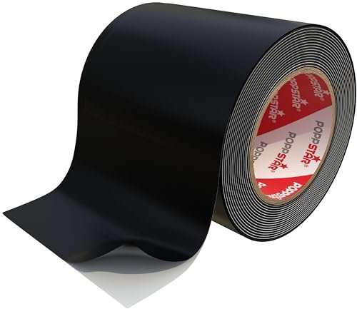 POPPSTAR 1,5m Cinta adhesiva de reparación ultra fuerte impermeable (anchura 50mm, grosor 0,9mm), autoadhesiva, negro