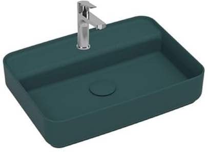 Rechteckiges Waschbecken mit Hahnloch Infinity weiß glänzend L. 55 cm