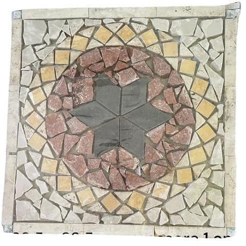 Generico Rosone in Marmo e Travertino, Mosaico Decorativo, 32,5 x 32,5 cm, Spessore 1 cm fatto a mano per interni e esterni-