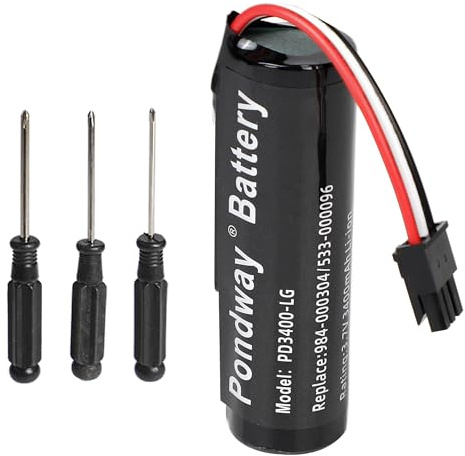 PONDWAY 3400 mAh 3,7 V 984-000304 Ersatzakku kompatibel mit Logitech UE Boombox 533-000096 DGYF001 GPRLO18SY002 Lautsprecher Lautsprecher Li-Ion Akku mit Schraubendreher