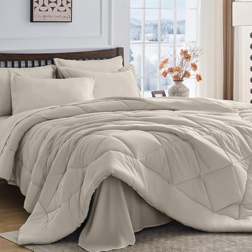 HEVUMYI 5-Piece Twin XL Comforter Set, Linen Bed in a Bag