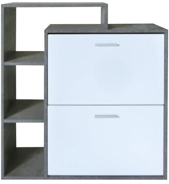 HTI living Schuhkipper Lisa Schuhschrank mit Regal Beton-Weiß