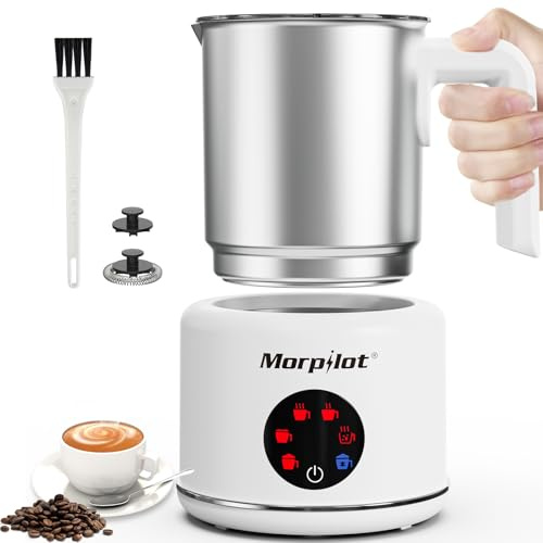 Milk Frother Electric 6 in 1 - Morpilot Automatic Milk Frothers 500ML Large Capacity Milk Steamer Stainless Steel Hot Chocolate Maker Milk Warmer and Foamer for Coffee Latte (White)