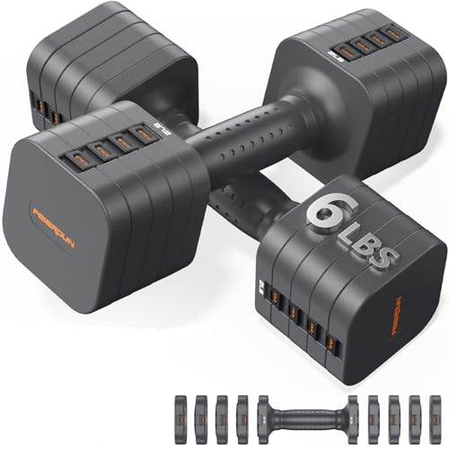 FEIERDUN Adjustable Dumbbell Set of 2, Each 2.7 kg/6 lbs Weight for Women | Double Locking Protection, Quickly Install and Remove Dumbbell Plates, Versatile Hand Weights for Home Gym
