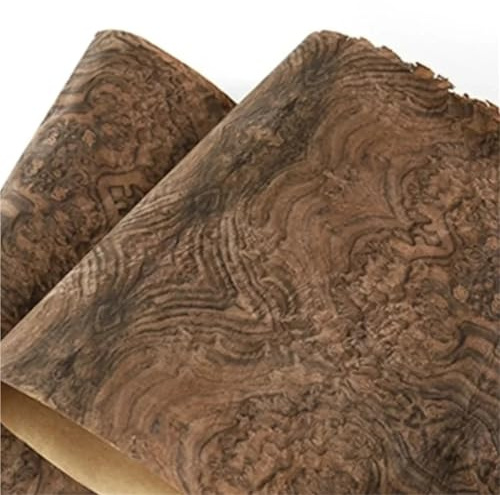 Holzfurnierrolle 58 * 250cm Nussbaum-Wurzelholzfurnier mit Kraftpapierrückseite, Restaurierung von Möbeln, Tischplatten, Wurzelholzfurnier for Holzhandwerk