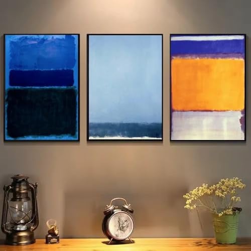 Kunstdrucke auf Leinwand, Gemälde, Wohnzimmer, Schlafzimmer, Bar, Klassische Kunst, Mark Rothko Vintage-Poster, HD-Wanddekoration (50 x 70 cm - 3 Stück)