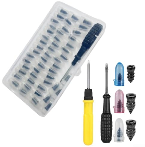 babominimer 100 Stück Reifen-Reparatur-Schrauben, Gummi-Nagel-Set mit Werkzeug, Karbonstahl, Dichtung, schnelle Installation für Auto, LKW, Motorrad, Panne, tragbare Größe (60 Stück)