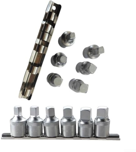 Kit de douilles de vidange d'huile carrées pour l'entretien du véhicule avec construction en acier et entraînement carré de 1,27 cm pour fixation sécurisée à cliquet