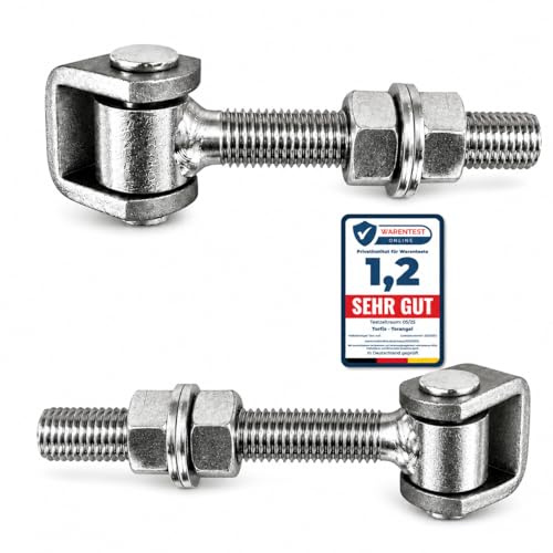 TORFIX® Anschweißscharnier M16 130 mm, 2er Set verzinkt - Schweißband für Flügeltor & Gartentor, verstellbarer Scharnierstift - 35 mm breit - 5 mm stark - EU-Fertigung