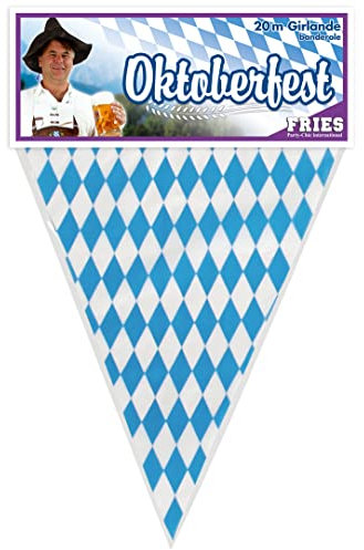 narrenwelt Wimpel Girlande Wimpelgirlande Bayern blau/Weiss Karos Rauten Länge ca. 20 Meter