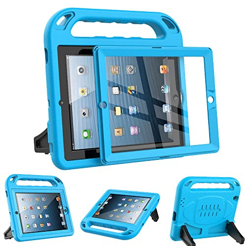 Surom Kids Case for iPad 2 3 4 (Old Model)- Built-in Screen Protector, Shockproof Handle Stand Kids Friendly Protective Case for iPad 2nd 3rd 4th Generation, Blue