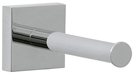 tesa EKKRO Ersatzrollenhalter für Toilettenpapier, verchromt - zur Wandbefestigung ohne Bohren, inkl. Klebelösung - 50 mm x 50 mm x 125 mm