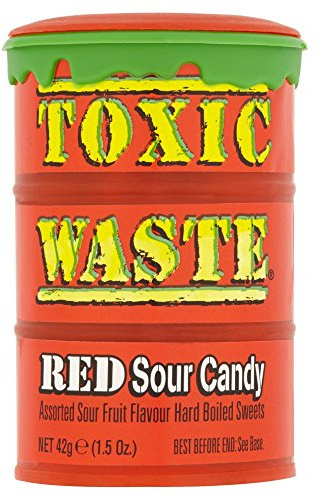 Toxic Waste Red Ultra Sour Candy Drum (Raspberry Cranberry) 42g