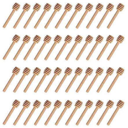 Favson 100 Pack of Mini 3 Inch Wood Honey Dipper Sticks, Individually Wrapped, Server for Honey Jar Dispense Drizzle Honey, Wedding Party Favors