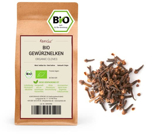Kamelur 500g de clous de girofle biologiques entiers - clous de girofle biologiques aromatiques, sans additifs - l'épice parfaite pour le pain d'épices - dans un emballage biodégradable