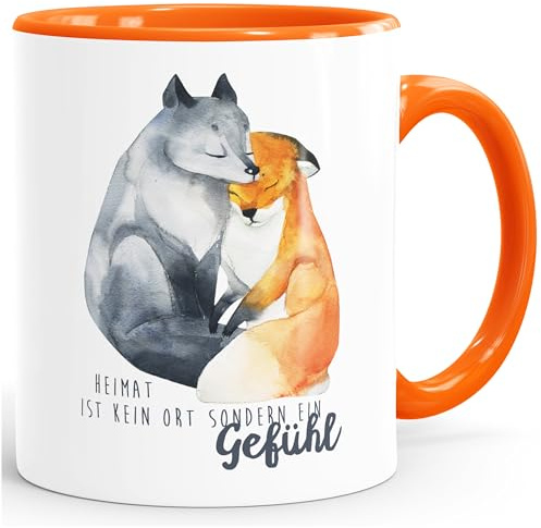MoonWorks Kaffee-Tasse Heimat ist kein Ort sondern ein Gefühl Fuchs Liebe Spruch Geschenk Orange unisize