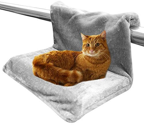 HINATAA Waschbares Heizkörperbett für Katzen und Hunde, robuster Metallrahmen, warm und bequem, maximales Haustiergewicht bis zu 5 kg, Grau