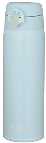 Thermos JOF-500 DTB Mug portable isotherme sous vide, 500 ml, bleu poussiéreux, facile à nettoyer et facile à nettoyer, ultra léger, type compact, ouverture par une touche, bouteille en acier