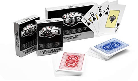 Poker Night Pro – 2 Mazzi di Carte da Poker Texas Hold'em Professionali e Impermeabili al 100% in Plastica | 54 Carte per Mazzo (1 x Rosso / 1 x Blu) | 2 Jolly | Indice Jumbo
