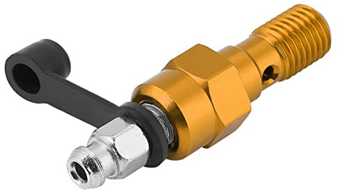 m10 bleed nipple + Motorcycle Brake Master Cylinder Caliper Bleed Screw Nipple Banjo Bolt + Dust Cap M10x1.0mm(Gold color)