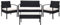 Mendler Poly-Rattan Garnitur HWC-F56, Balkon-/Garten-/Lounge-Set Sitzgruppe - schwarz, Kissen Creme