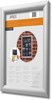 Deflecto Wand-Prospekthalter mit Klapprahmen & vorgebohrten Befestigungslöchern, Hoch- oder Querformat, 178 x 240 x 12 mm, A5, Plakat-Rahmen, Poster