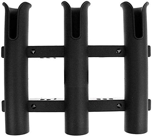POFET Staffa porta canna da pesca, tubo 3 canne, canna da pesca per barca, kayak, garage o camion, con viti, montaggio laterale, nero
