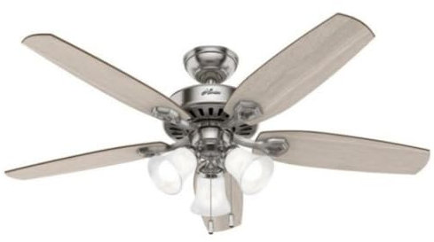 Hunter Builder Plus, Indoor, Ceiling Fan, 5 Blades, 52 inch, Brushed Nickel