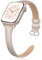 PARMPH Bracelet en cuir compatible avec iWatch 38 mm, 40 mm, 41 mm, fin, bracelet en cuir véritable compatible iWatch Series 7 6 5 4 3 2 1 SE Sport & Edition pour femme, champagne doré