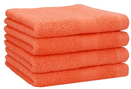 Betz 4 Stück Handtücher Set Premium 100% Baumwolle Handtuch Größe 50 x 100 cm (blutorange)