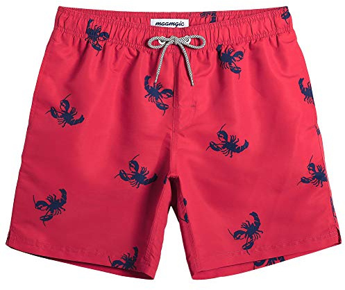 maamgic Short de Bain pour Homme Maillot de Bain Rayée avec Poche Séchage Rapide Short de Plage pour Vacance Piscine,Rouge Écrevisse,XXL