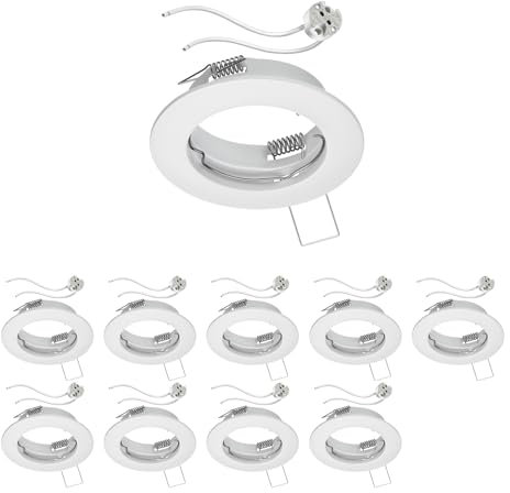 ledscom.de 10 Stück Decken-Einbaurahmen FERE Einbaurahmen weiß matt (LED/Halogen/MR16/50mm) inkl. GU5.3 Fassung