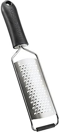 Küchenprofi Reibe grob MASTER GRIP | Edelstahl rostfrei | Gemüsereibe | Ultrascharfe Klingen | Käsehobel | Kartoffelreibe | Reibe für Möhren, Äpfel, Kartoffeln, Salate und mehr | 32,5×4×3cm