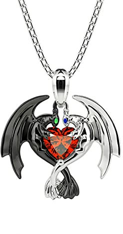 Jeulia Hug Me Drachenpaar Herzschliff Sterling Silber Halskette für Frauen Verlobung Anniversary Geschenk Halskette für Ehefrau Ehemann und Ehefrau Paare Halskette mit Schmuckschatulle (Red)
