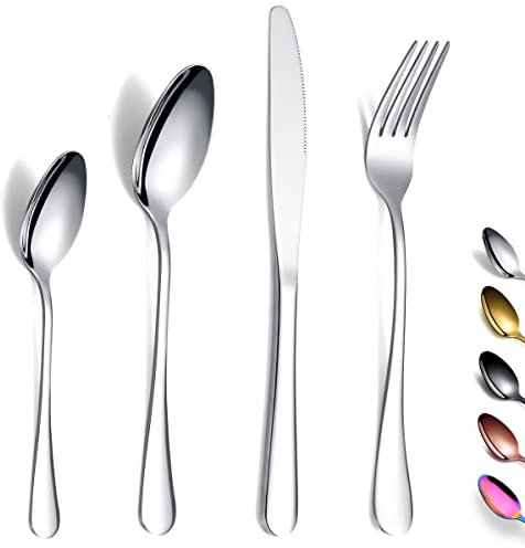 Kyraton Stainless Steel 24-Piece Tableware Set - Dishwasher Safe