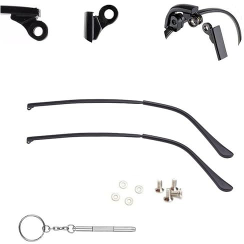 Metallbrillen-Ersatzbügel für Brillen, Ersatzbügel, schwarz, Brillenarme, Beine, Schrauben, Unterlegscheiben und 3-in-1-Schraubendreher, Metallrahmenarme, schwarz, Large