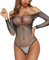 RSLOVE Body da Donna Sexy Lingerie A Rete Completo Intimo in Pizzo Camicia da Notte Trasparente Nero