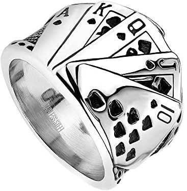 Treuheld® Silberner Ring mit Poker- / Kartenspiel | Große Größen [01.] 60