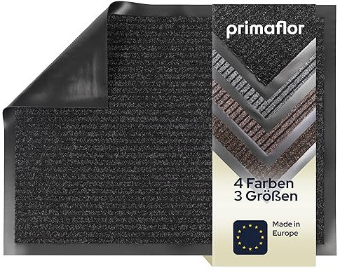 Primaflor Schmutzfangmatte Oslo - Anthrazit | 40x60 cm | Fußmatte für Innen | Rutschhemmender Türvorleger mit Bürsteneffekt | Robuster Fußabtreter mit 3 cm Gummirand | Türmatte