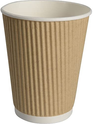 ABENA Gastro-Line - Tazza calda usa e getta con design esterno ondulato che offre comfort e protezione dal calore quando si gustano caffè caldo, tè e altre bevande calde, marrone, 40 cl (confezione da