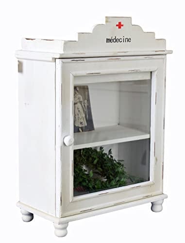Shabby Chic Medizinschrank „Villa Arabella“ – Nostalgischer Wandschrank mit Glastür & 2 Regalböden (50×35×18 cm) aus altem Holz mxa061 Palazzo Exklusiv