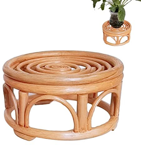 Imtrub Kurzer Pflanzenständer | Geflochtenes rundes Rattan-Topfgestell - Blumenständer Halter Esszimmer Topflappen