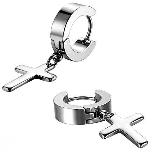 Cupimatch Kreuz Ohrringe Damen Edelstahl Piercing Ohr Ohrstecker für Herren Mädchen Ohr Schmuck