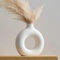 Large Donut Keramik Vase - Vasen Deko Für Moderne Heimdekoration - Rund Matte Deko Vasen Für Pampasgras-Nordischer Boho-Stil Blumenvase Für Hochzeit - Deko Aesthetic -Deko weiß - Esstisch - Zimmerdeko