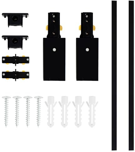 VANoopee H Track Lighting Rails Kit, 6.6FT H Type Track Rails Black with End Caps and Live End Feed Connector, Compatible with Single Circuit 120V H Style Track System, for H LED Track Lighting Heads