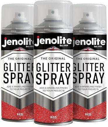 JENOLITE Glitzer-Farbspraydose | ROT | 3 x 400ml | Glitzerfarbe | Multi-Oberfläche | Ideal für Bilderrahmen, Spiegel, und Kunsthandwerk
