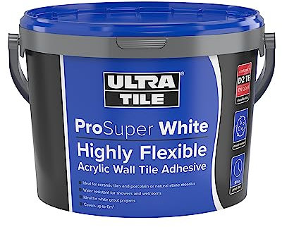 Ultra Tile ProSuper White Ready Mixed Wall Adhesive Highly Flexible Water Resistant Acrylic Wall Tile Adhesive 15KG
